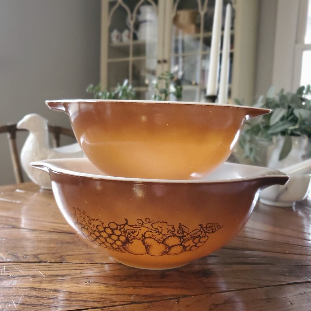 Vintage Pyrex | Old Orchard | 2 Cinderella Mixing Bowls | 1960s